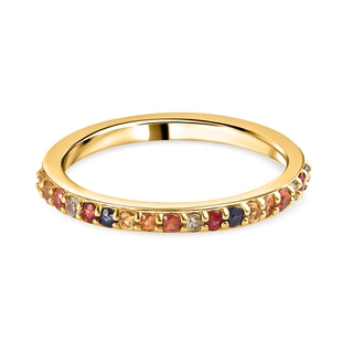 9K Yellow Gold AA Rainbow Sapphire Ring
