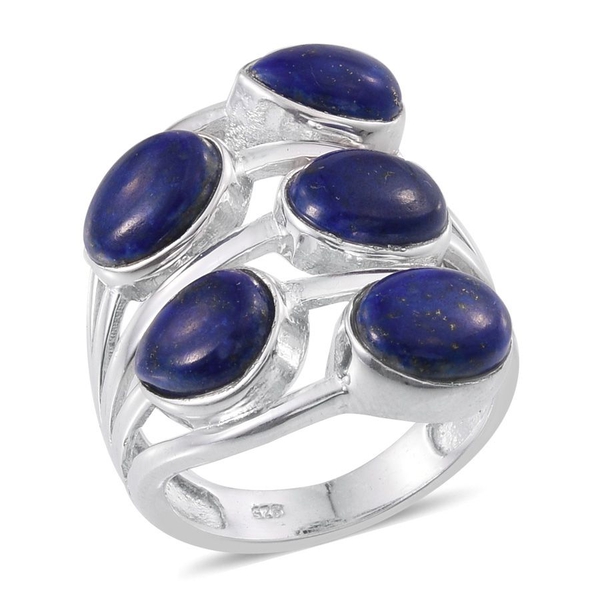 Lapis Lazuli (Pear) Ring in Platinum Overlay Sterling Silver 9.000 Ct.