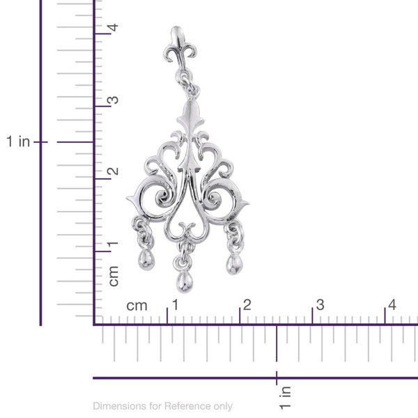 Platinum Overlay Sterling Silver Chandelier Earrings (with Push Back), Silver wt 5.63 Gms.