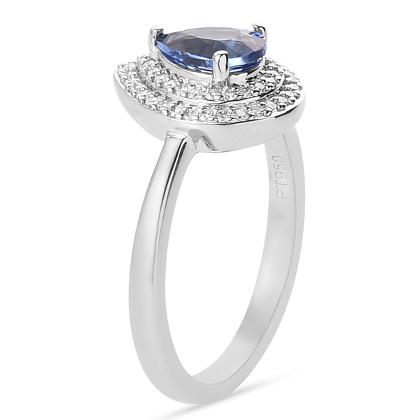 RHAPSODY 950 Platinum AAAA Ceylon Sapphire and Diamond (VS/D-F) Ring 0.91 Ct.