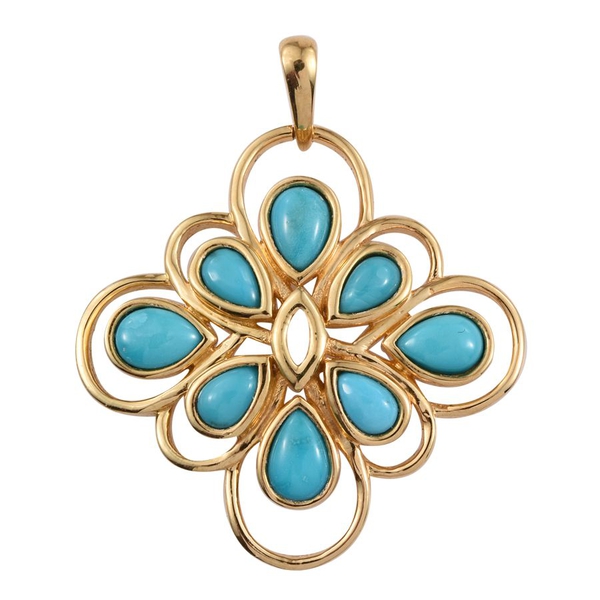 Arizona Sleeping Beauty Turquoise (Pear) Pendant in 14K Gold Overlay Sterling Silver 2.500 Ct.