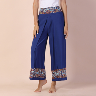 Value Buy - LA MAREY Embroidery Pattern Women Trousers - Blue