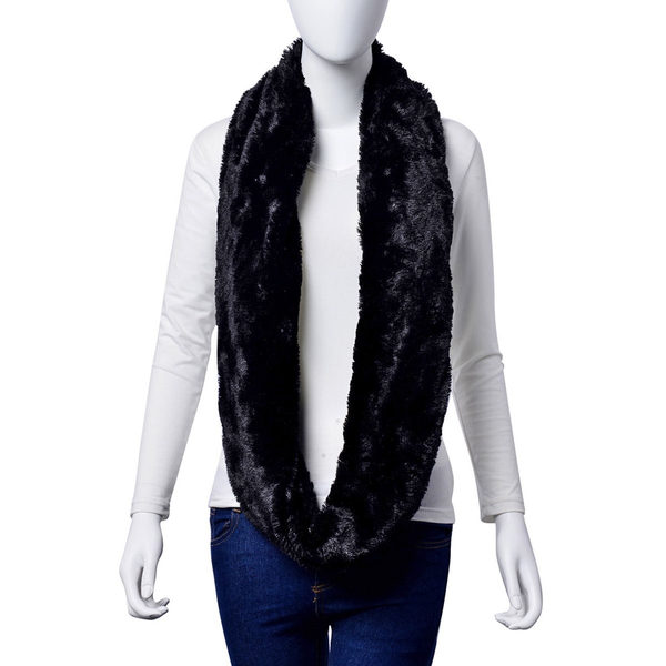 Designer Inspired Double Layered Infinity Black Scarf (Size 20X80 Cm)
