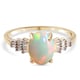 AAA Ethiopian Welo Opal (1.25 Cts) and Diamond ( 0.25 Cts) Ring in Gold Overlay Sterling Silver 1.44