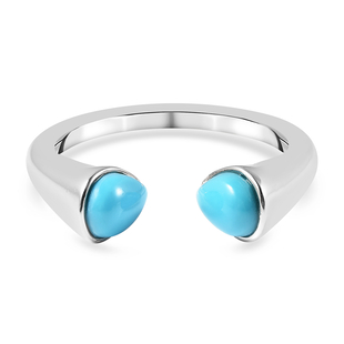 LucyQ Tear Drop Collection - Arizona Sleeping Beauty Turquoise Open Ring in Rhodium Overlay Sterling