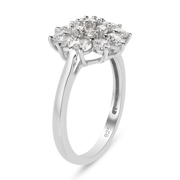 Lustro Stella Platinum Overlay Sterling Silver Floral Ring Made with Finest CZ 1.65 Ct.