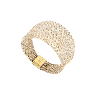 Super Find- Italian Made 9K Yellow Gold Domed Stretchable Ring (Size Large) (Size P to U)