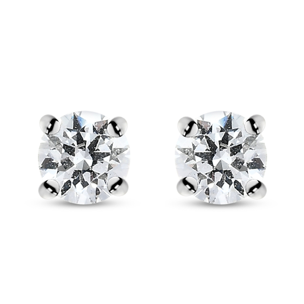 Lustro Stella Sterling Silver Stud Earrings (with Push Back) Made with Finest CZ