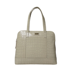 Assots London EVA 100% Genuine Leather Croc Embossed Handbag (Size 37x29x10 Cm) - Off White