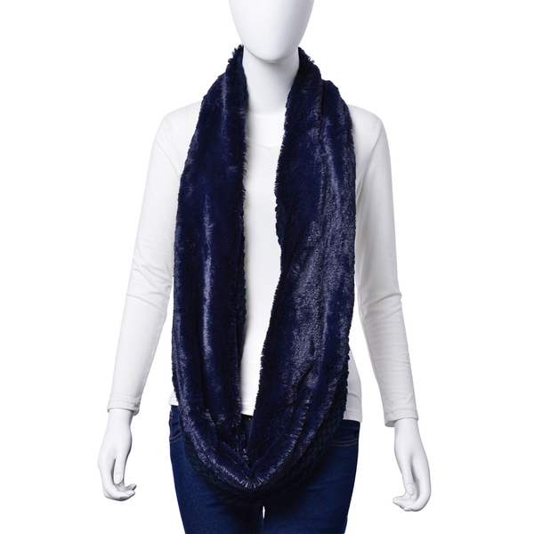 Designer Inspired Double Layered Infinity Blue Scarf (Size 20X80 Cm)