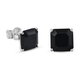 Black Tourmaline (Asscher) Stud Earrings (with Push Back) in Sterling Silver 5.13 Ct