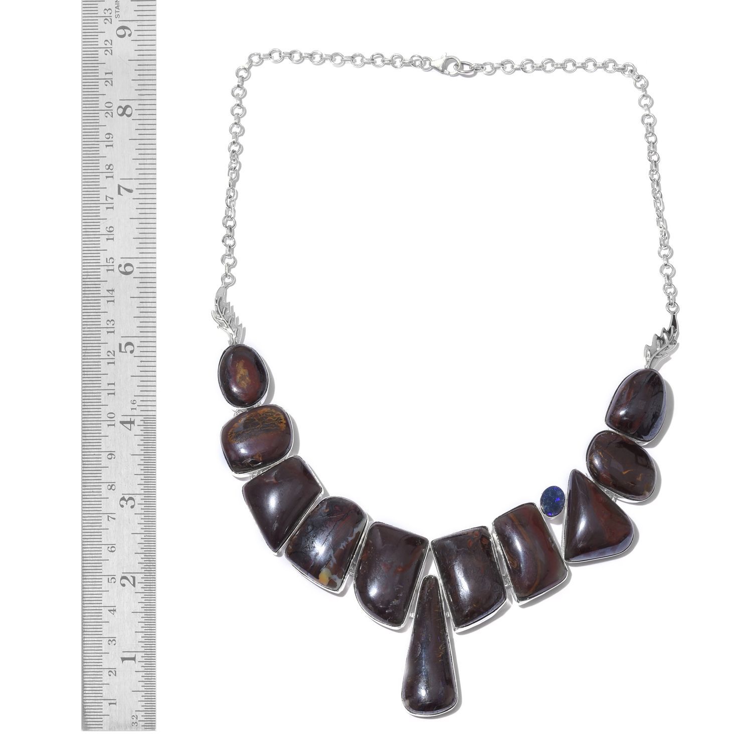 One Off A Kind- Australian Boulder Opal Rock and Opal Double Necklace (Size 18) in Sterling Silver 316.450 Ct. Silver wt 35.11 Gms.