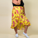 TAMSY 100% Rayon Floral Printed Wrap Skirt One Size, (Fits 8-16) - Yellow & Red