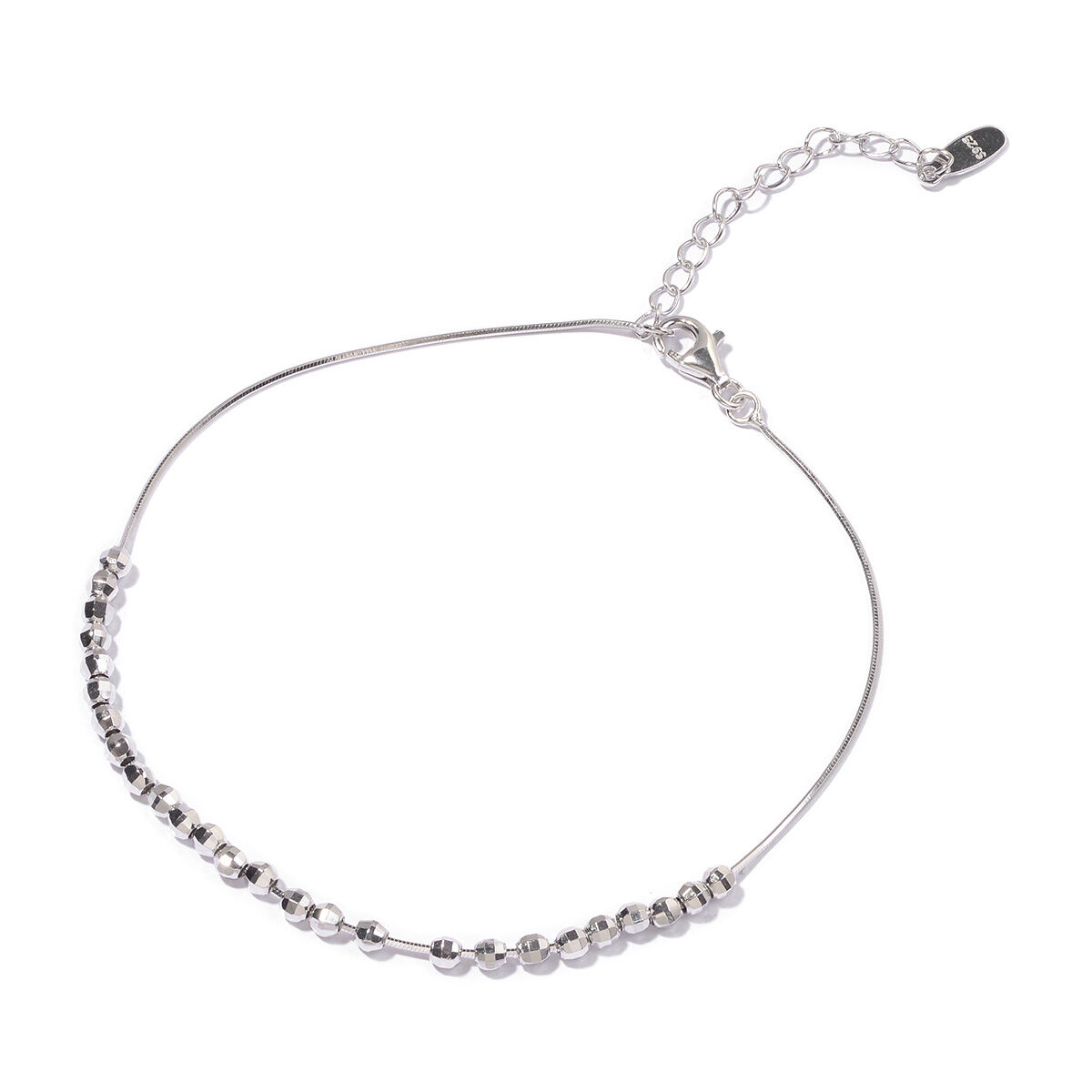 Sterling Silver Bead Anklet (Size 9), Silver wt 2.83 Gms.