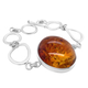 Natural Baltic Amber Bracelet (Size - 7.5) With T-Bar Lock in Sterling Silver, Silver Wt. 20.00 Gms