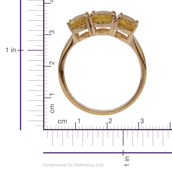 ILIANA 18K Y Gold Yellow Sapphire (Ovl 1.75 Ct) 3 Stone Ring 3.750 Ct.