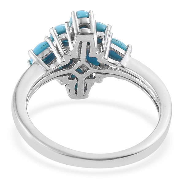 Arizona Sleeping Beauty Turquoise (Ovl) Ring in Platinum Overlay Sterling Silver 1.750 Ct.