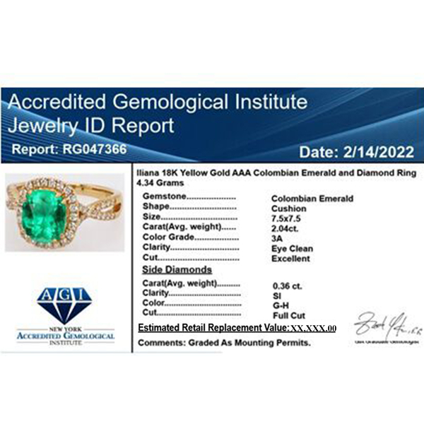 18K Yellow Gold  Colombian Emerald, White Diamond Solitaire Ring 2.40 ct,  Gold Wt. 4.34 Gms  2.400  Ct.
