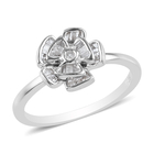 Diamond Floral Ring (Size P) in Platinum Overlay Sterling Silver 0.25 Ct.