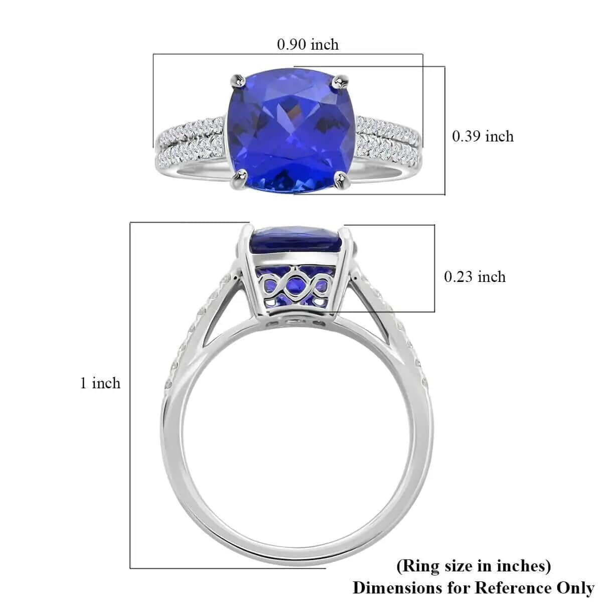 950 Platinum  AAAA  Tanzanite   White Diamond  VS Ring 3.24 ct,  Platinum Wt. 6.01 Gms  3.240  Ct.