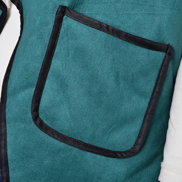 New Season - Green Colour Drape Collar Sherpa Style Gilet (Size 80X50 Cm) with Pockets (Size 14X12 Cm)