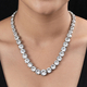 Lustro Stella White Crystal Necklace (Size - 18) in Platinum Overlay Sterling Silver, Silver wt 37.22 Gms