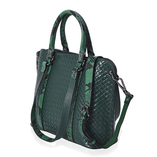 100% Genuine Leather Quilted Pattern Tote Bag in Green Colour Size 29x11x24 Cm - 3506352 - TJC