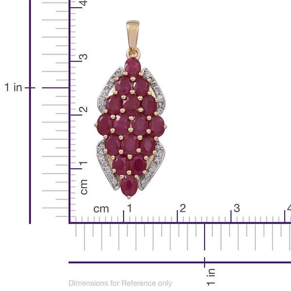 9K Y Gold Ruby (Ovl), Natural Cambodian White Zircon Pendant 4.040 Ct.