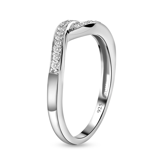 Diamond Ring in Platinum Overlay Sterling Silver 0.13 Ct.