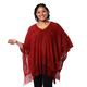 Spring Collection - Solid Red Colour Hollow Out Poncho with Tassel (Free Size; Length 60Cm)