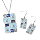 2 Pieces Set - White Austrian Crystal and Simulated Blue Sapphire Necklace (Size 24 with 2 inch Exte