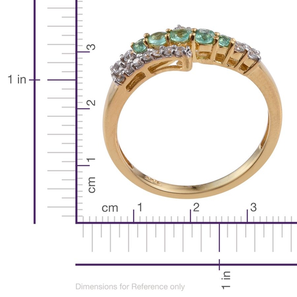 Boyaca Colombian Emerald (Rnd), Natural Cambodian Zircon Ring in 14K Gold Overlay Sterling Silver 0.750 Ct.