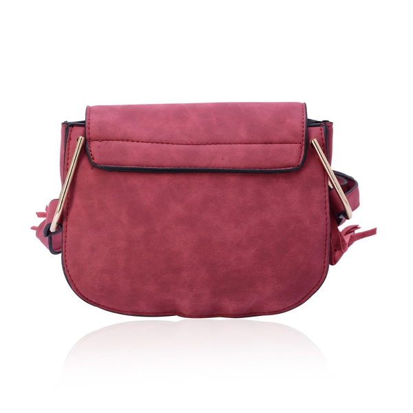 Burgundy Colour Crossbody Bag with Tassels and Shoulder Strap (Size 19x15.5x10 Cm)