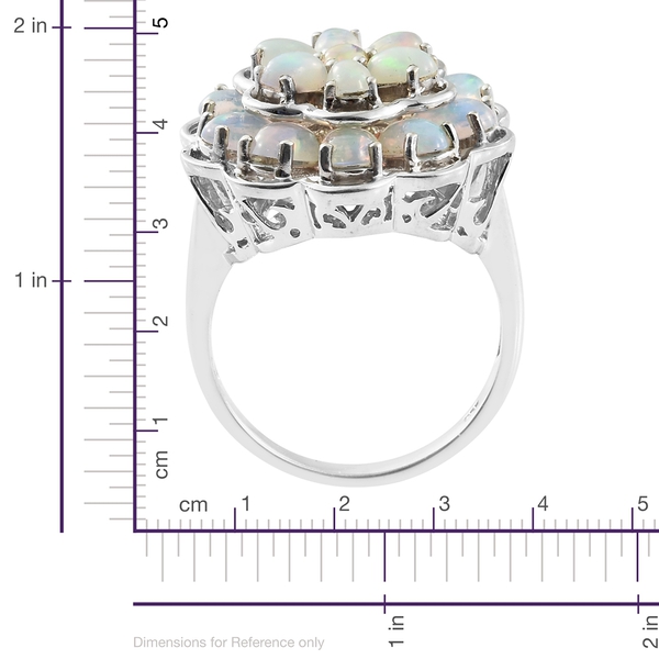 Ethiopian Welo Opal (Ovl) Floral Ring in Platinum Overlay Sterling Silver 4.000 Ct. Silver wt 7.48 Gms.