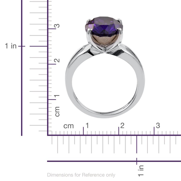 - Purple Velvet Crystal (Ovl) Solitaire Ring in Platinum Overlay Sterling Silver