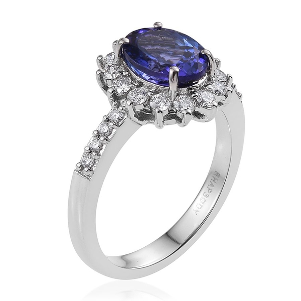 RHAPSODY 950 Platinum 3.25 Carat AAAA Tanzanite Oval Engagement Ring, Diamond VS E-F.