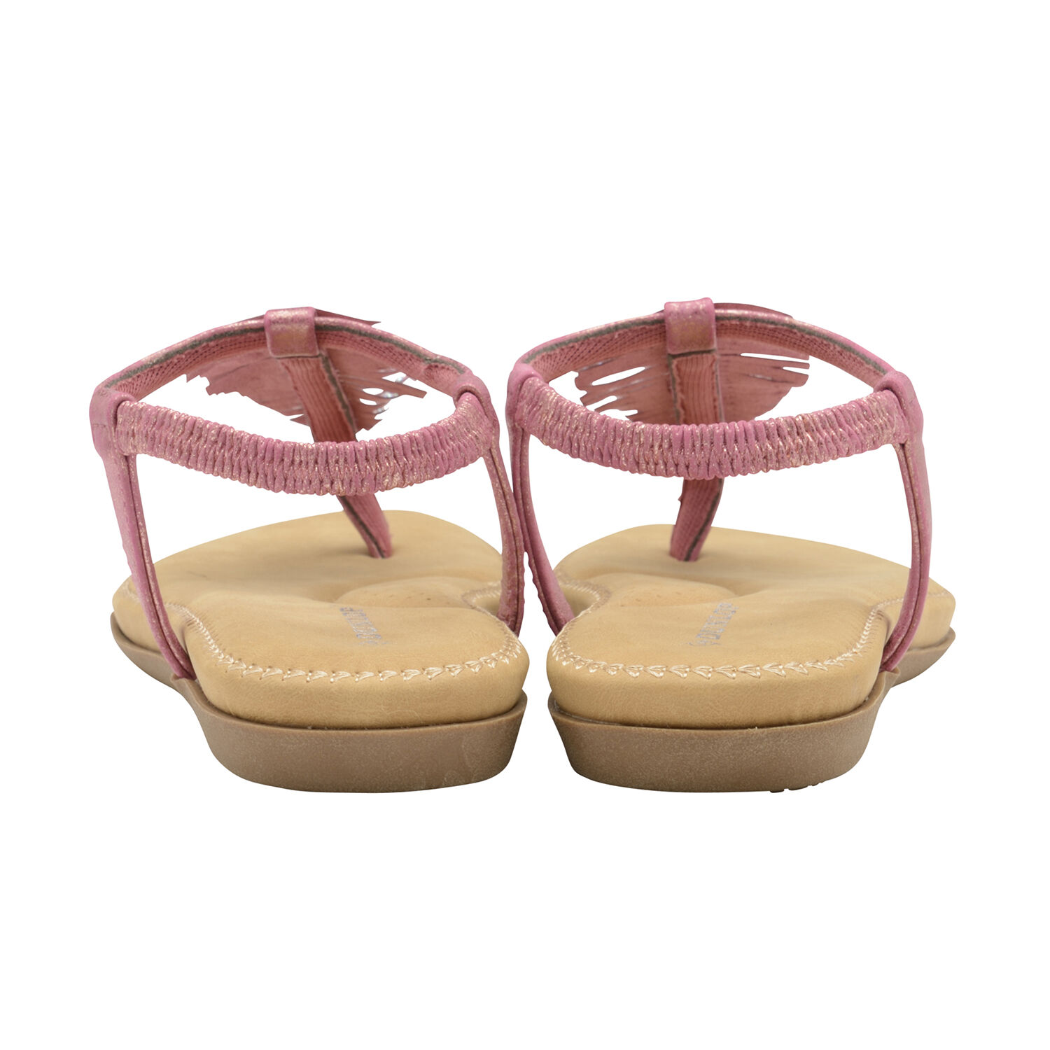 Dunlop Rue Embellished Feather Toe Post Flat Sandals (Size 5) - Rose