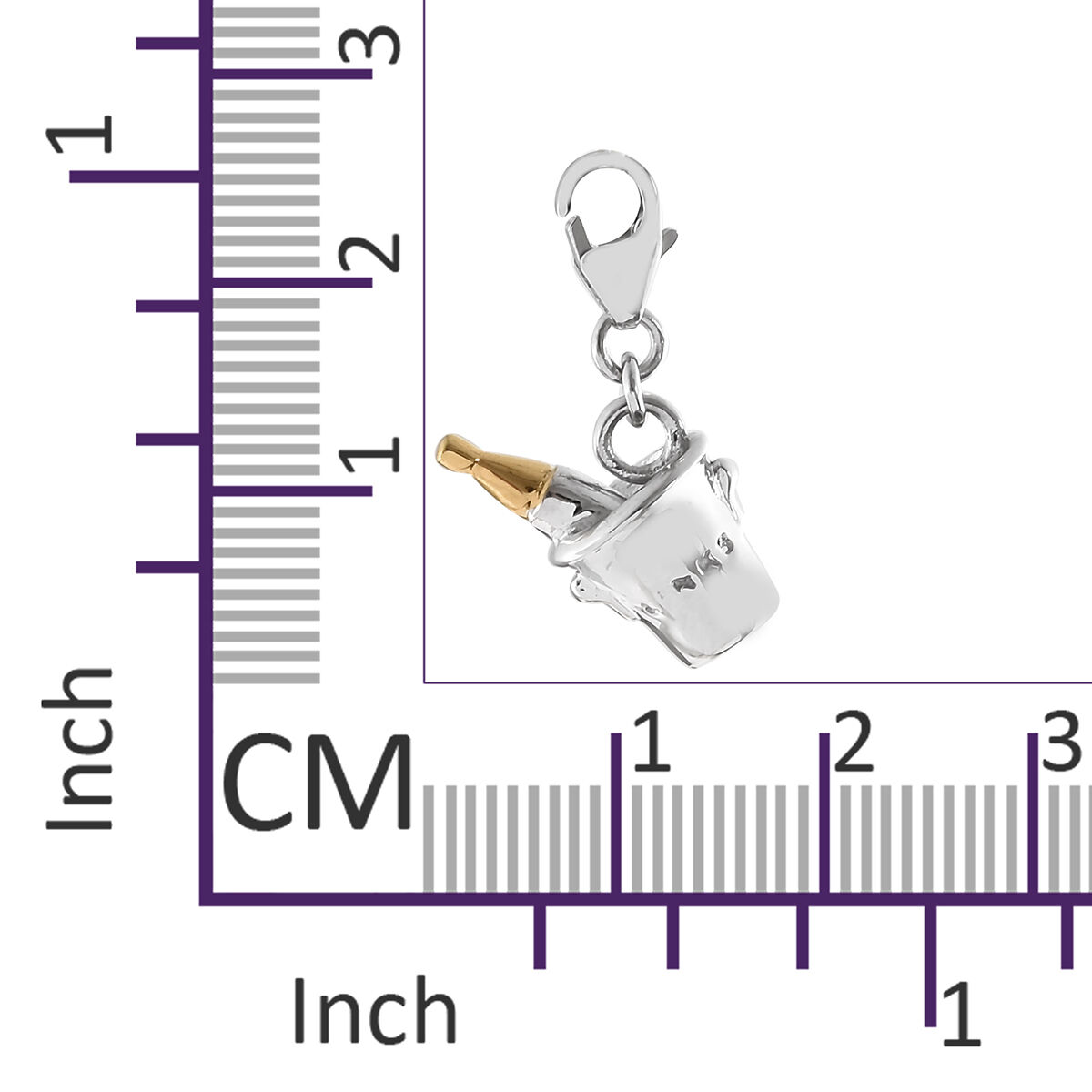 Platinum and Yellow Gold Overlay Sterling Silver Bottle in Bucket Charm
