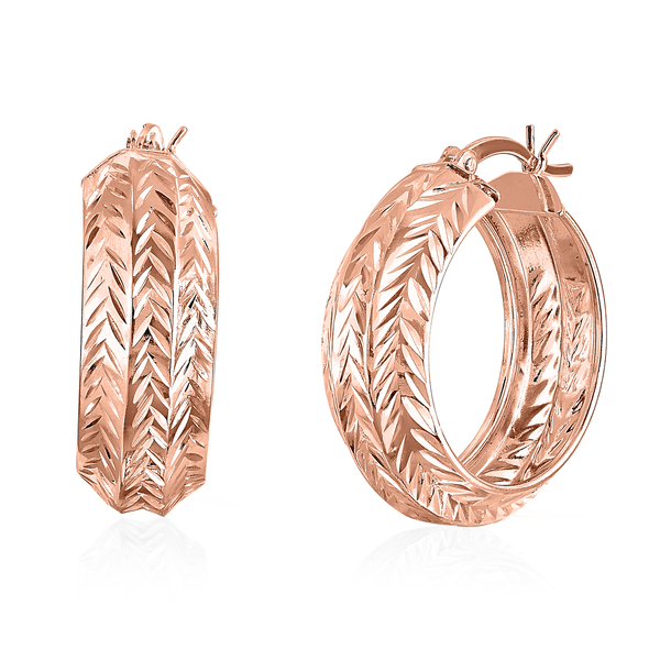 Rose Gold Overlay Sterling Silver Hoop Earrings With Clasp