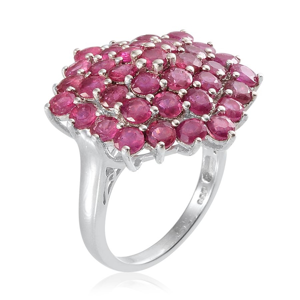 African Ruby (Rnd) Cluster Ring in Platinum Overlay Sterling Silver 9.500 Ct.