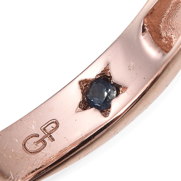 GP Rose De France Amethyst (Rnd 9.30 Ct), Natural Cambodian Zircon and Kanchanaburi Blue Sapphire Ring in Rose Gold Overlay Sterling Silver 9.750 Ct.