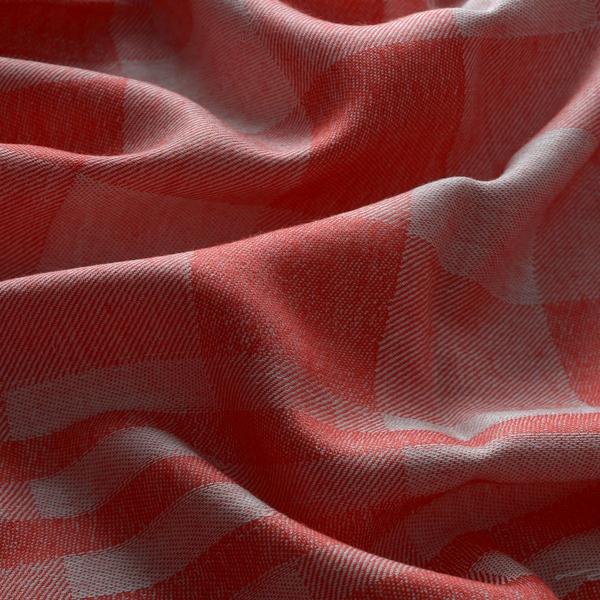 Modal and Cotton Checks Pattern Red Colour Shawl (Size 170x70 Cm)