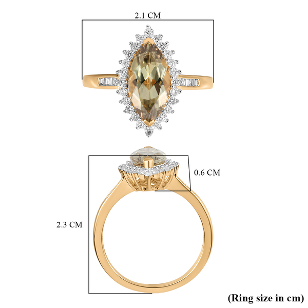 ILIANA 18K Yellow Gold AAA Turkizite and Diamond (SI/G-H) Ring 2.22 Ct.