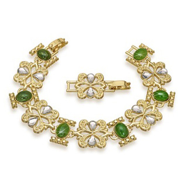 Jade and Austrian Crystal Adjustable Bracelet with 1 Removable Link (Size 7.5)