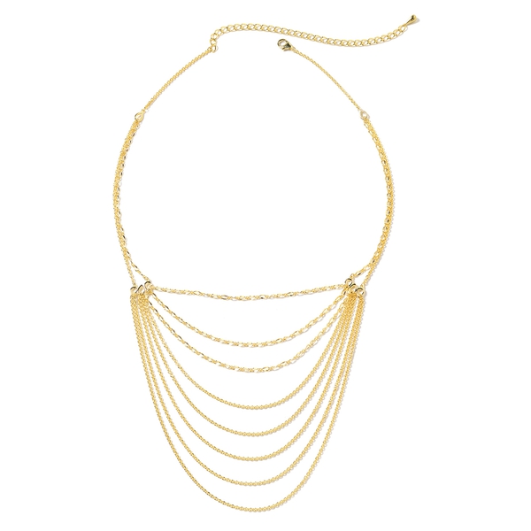 Lucy Q Yellow Gold Overlay Sterling Silver Multi Strand Necklace (Size 18 and 5 inch Extender), Silver wt 19.88 Gms.