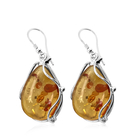 Baltic Amber Earrings (With Hook) in Sterling Silver.