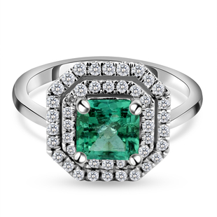 RHAPSODY 950 Platinum Boyaca Colombian Emerald and Diamond Ring 1.45 Ct, Platinum Wt. 5.30 Gms