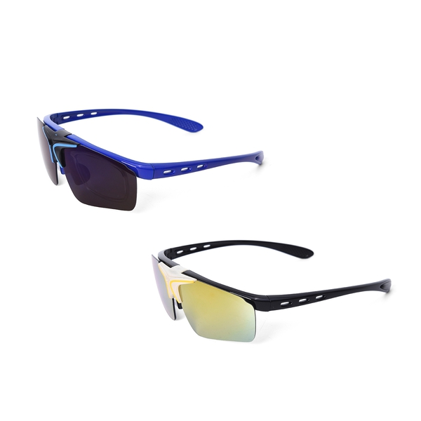 Set of 2 - Double-Layer Clamshell Design Reversible Sunglasses