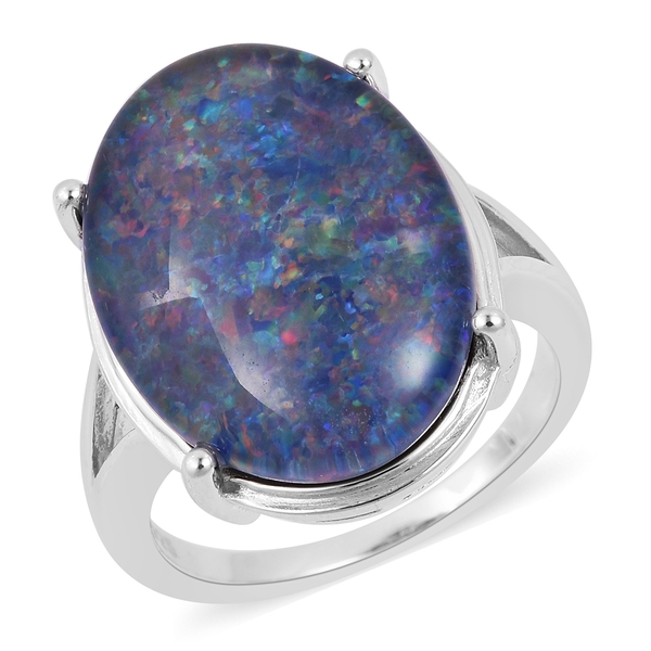 Collectors Edition- Very Rare  Australian Triplet Boulder Opal (Ovl 20X15 mm) Solitaire Ring in Rhod