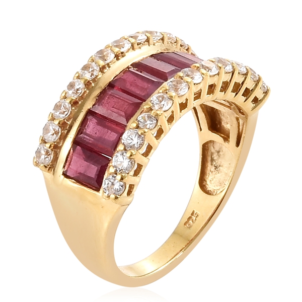 African Ruby (Bgt), Natural Cambodian Zircon Ring in 14K Gold Overlay Sterling Silver 4.500 Ct.